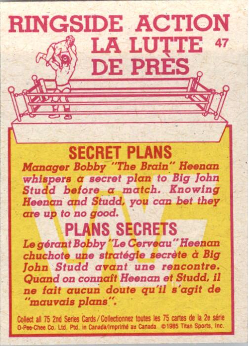 1985-86 O-Pee-Chee WWF Series 2 #47 Secret Plans back image