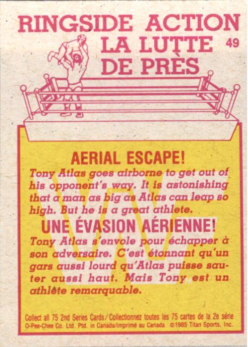 1985-86 O-Pee-Chee WWF Series 2 #49 Aerial Escape! back image