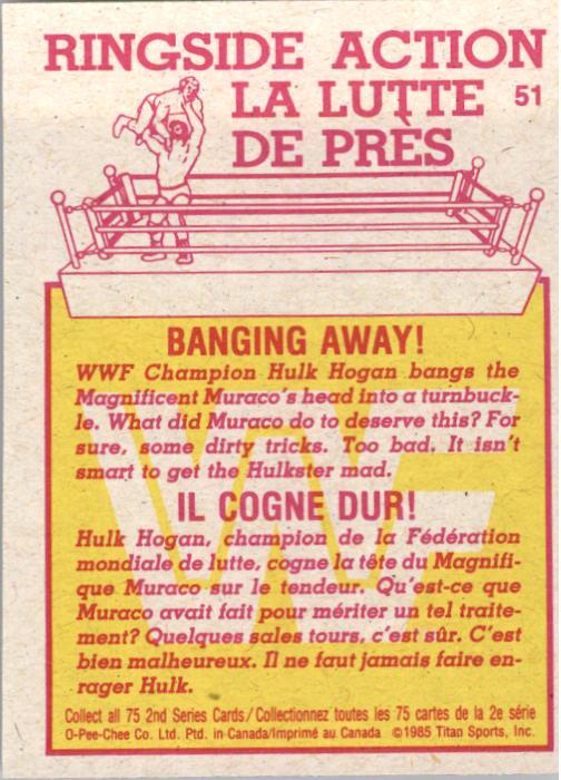 1985-86 O-Pee-Chee WWF Series 2 #51 Banging Away! back image