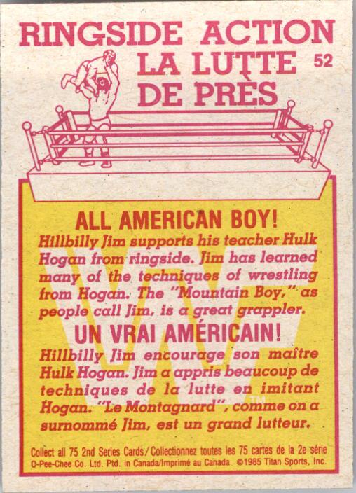 1985-86 O-Pee-Chee WWF Series 2 #52 All American Boy! back image