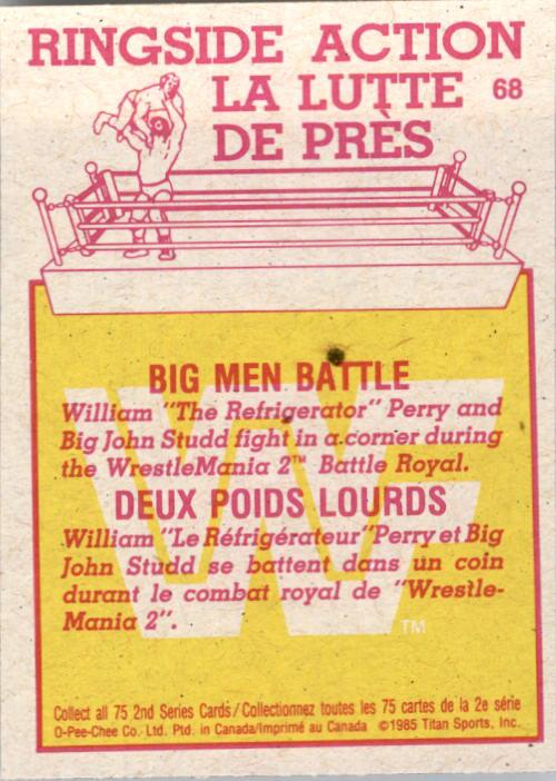 1985-86 O-Pee-Chee WWF Series 2 #68 Big Men Battle back image