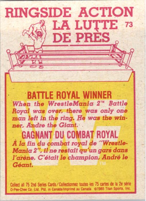 1985-86 O-Pee-Chee WWF Series 2 #73 Battle Royal Winner back image