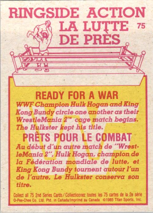 1985-86 O-Pee-Chee WWF Series 2 #75 Ready for a War! back image