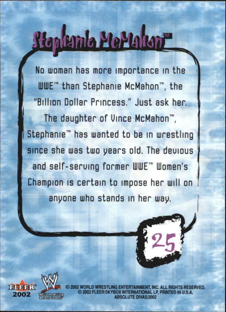 2002 Fleer WWE Absolute Divas #25 Stephanie McMahon back image