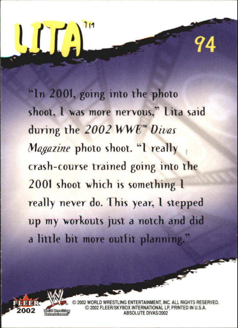 2002 Fleer WWE Absolute Divas #94 Lita GOF back image