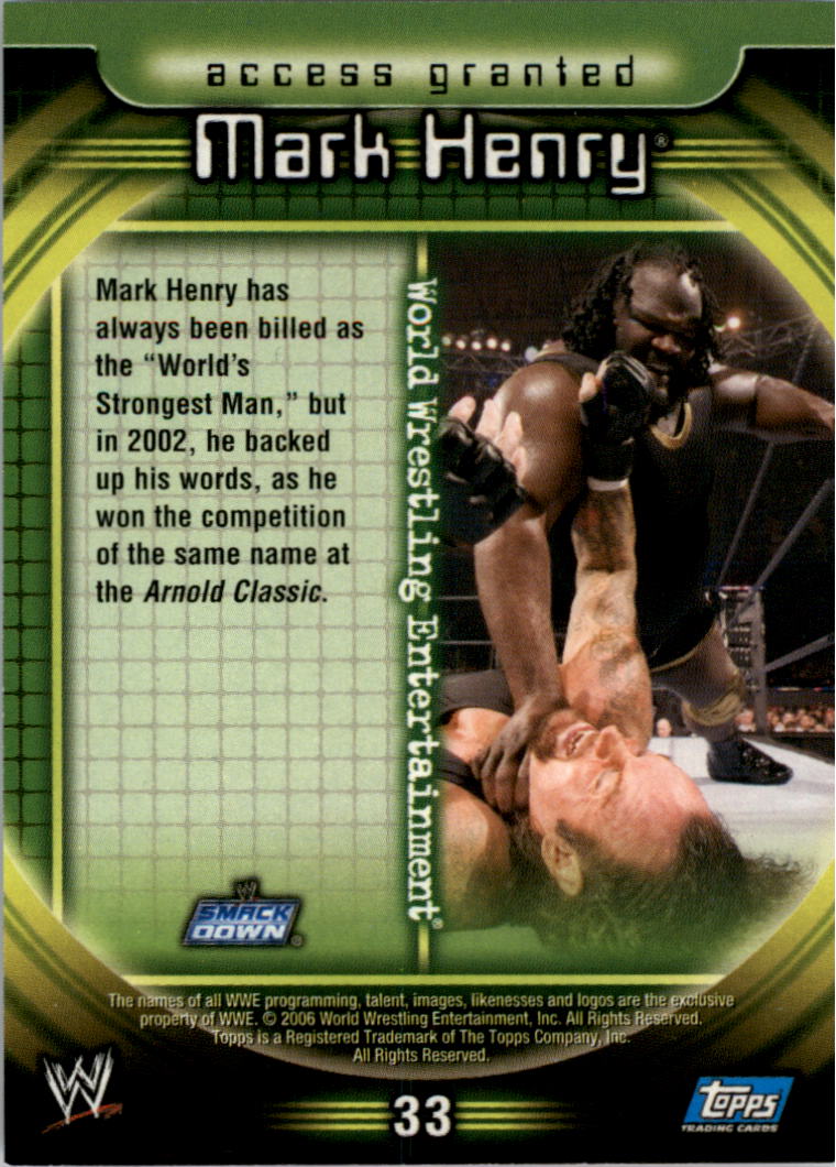2006 Topps WWE Insider #33 Mark Henry back image