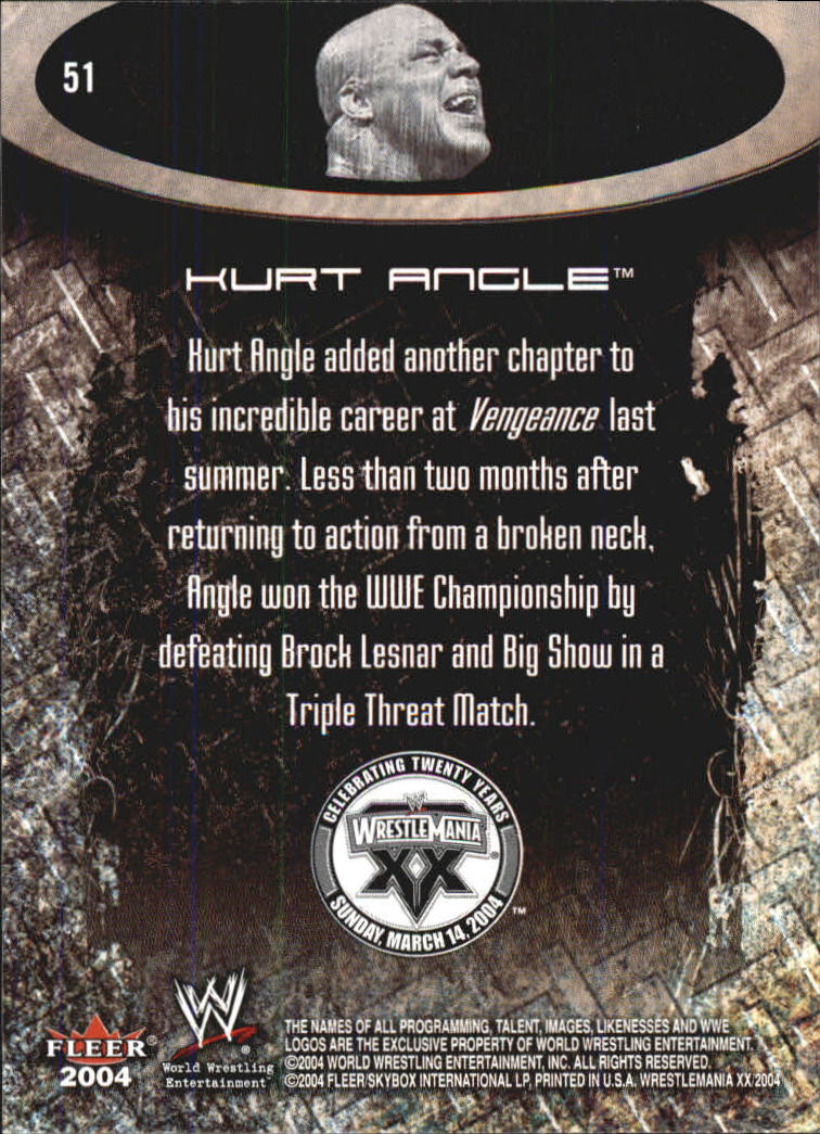 2004 Fleer WWE WrestleMania XX #51 Kurt Angle back image