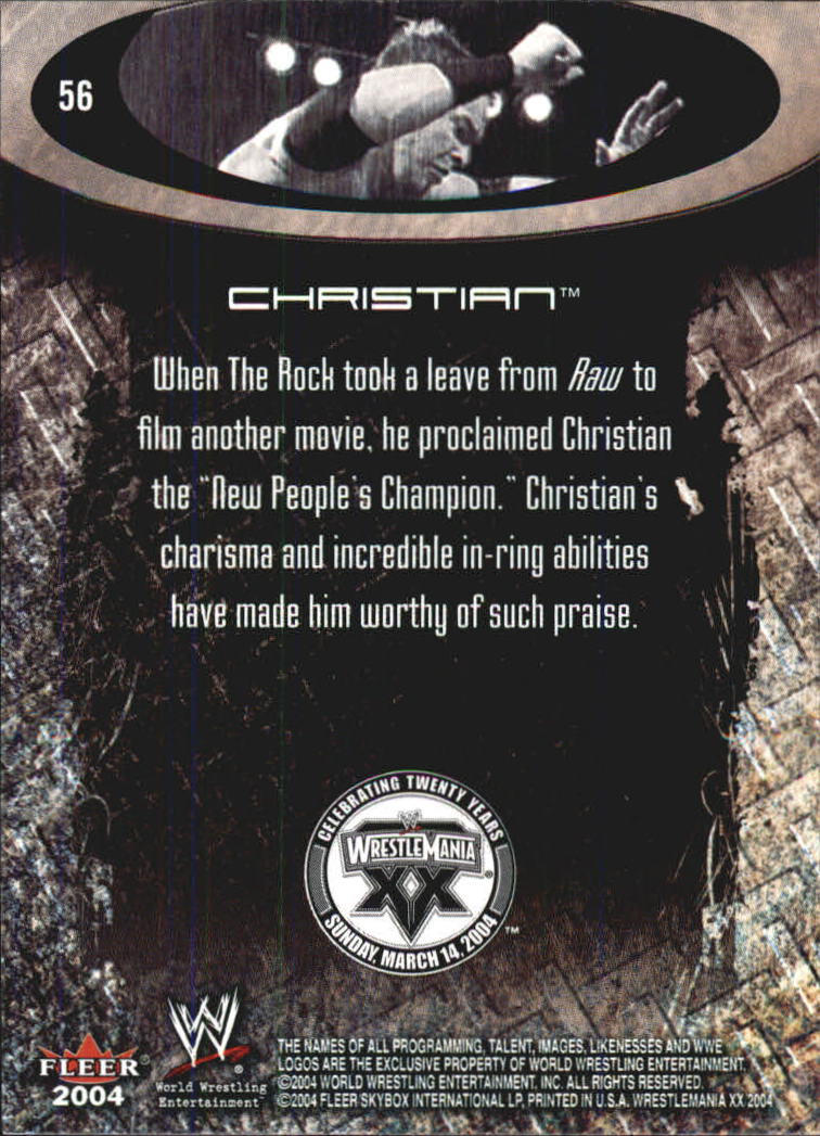 2004 Fleer WWE WrestleMania XX #56 Christian back image