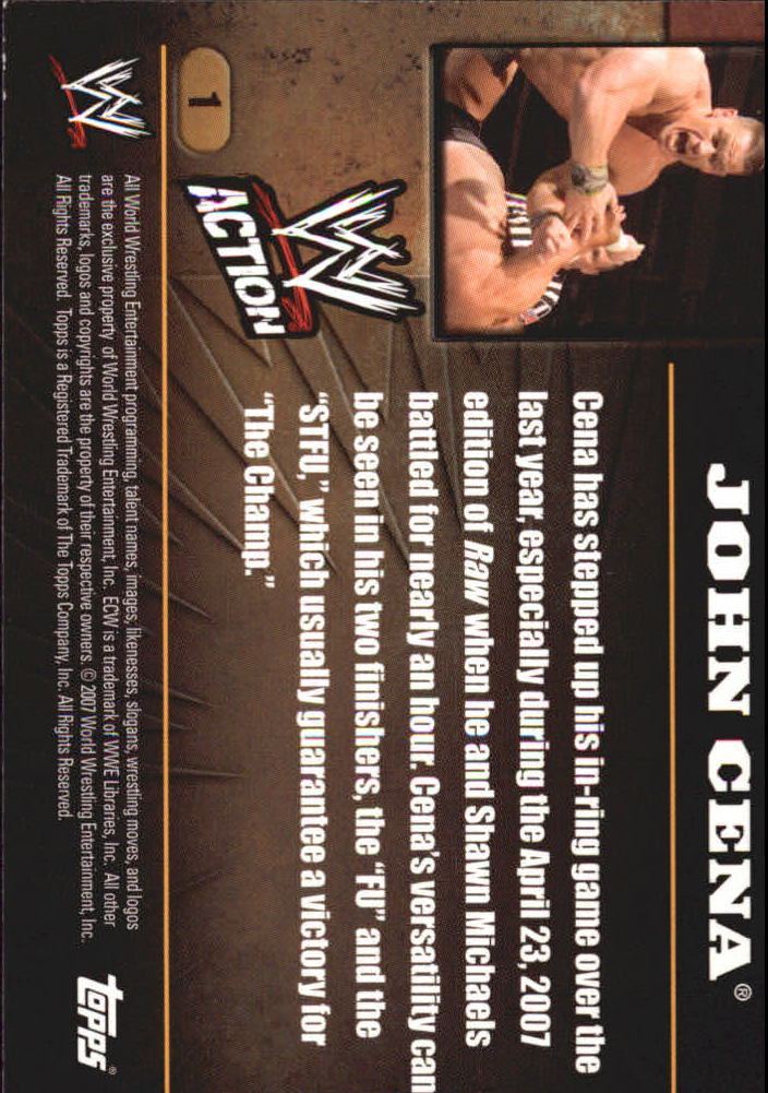 2007 Topps WWE Action #1 John Cena back image