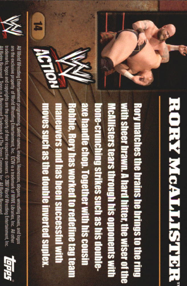 2007 Topps WWE Action #14 Rory McAllister RC back image