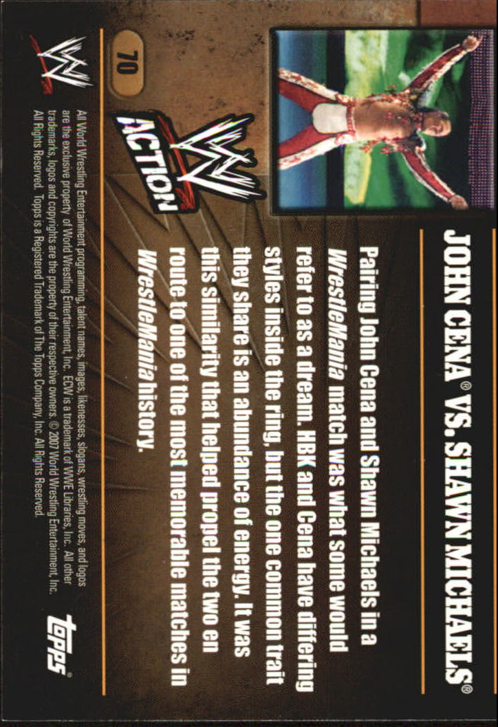 2007 Topps WWE Action #70 John Cena vs. Shawn Michaels back image
