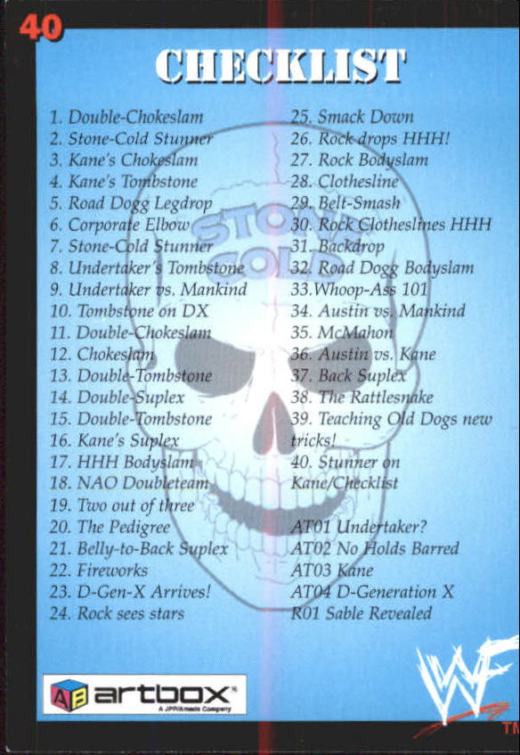 1999 Artbox WWF MotionCardz #40 Stone Cold Steve Austin back image