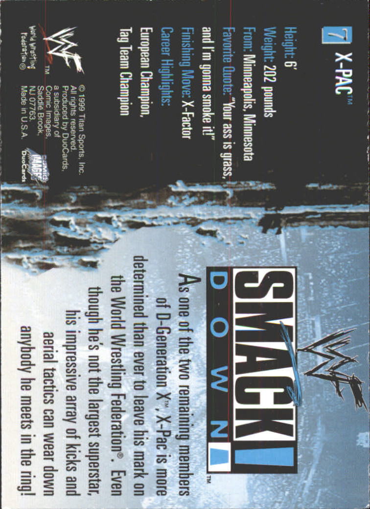 1999 Comic Images WWF SmackDown #7 X-Pac back image