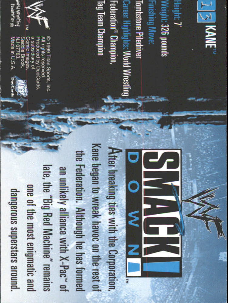 1999 Comic Images WWF SmackDown #13 Kane back image