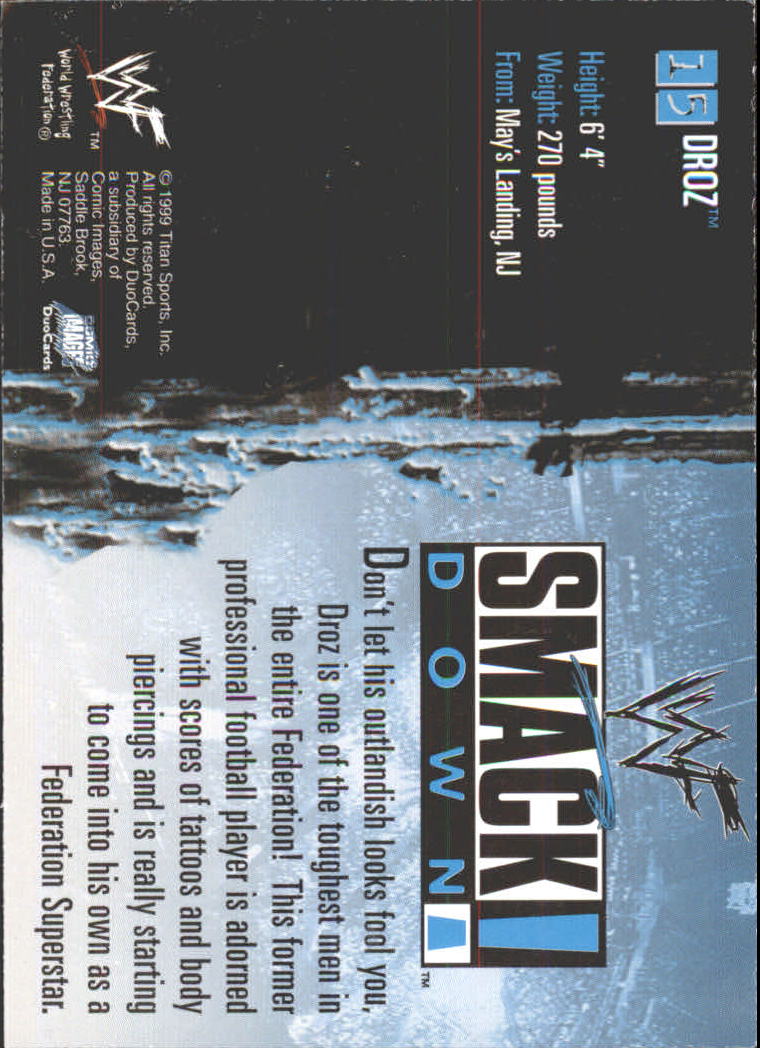 1999 Comic Images WWF SmackDown #15 Droz back image