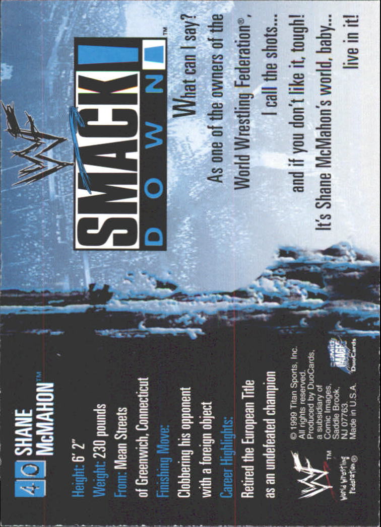 1999 Comic Images WWF SmackDown #40 Shane McMahon RC back image
