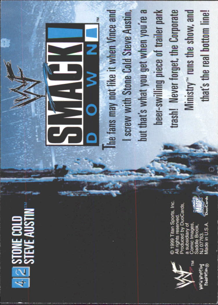 1999 Comic Images WWF SmackDown #42 Stone Cold Steve Austin back image