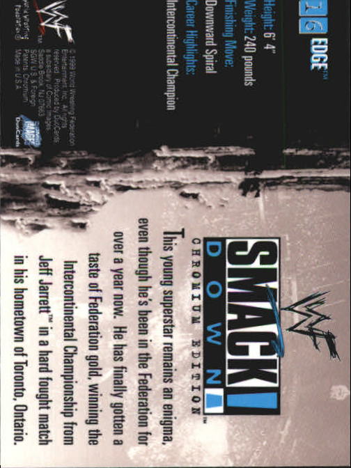 1999 Comic Images WWF SmackDown Chromium #16 Edge back image