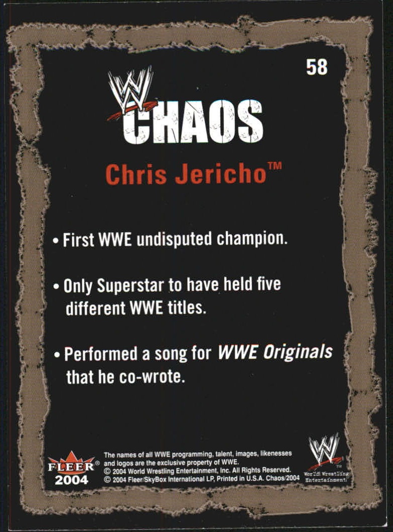 2004 Fleer WWE Chaos #58 Chris Jericho back image
