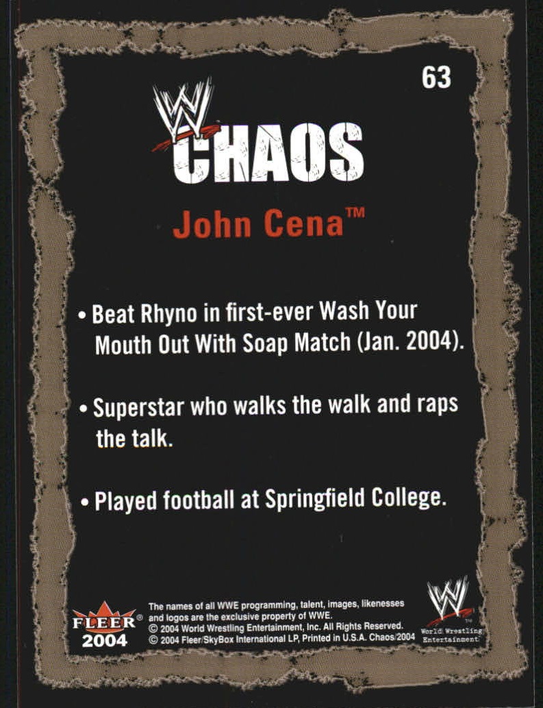 2004 Fleer WWE Chaos #63 John Cena back image