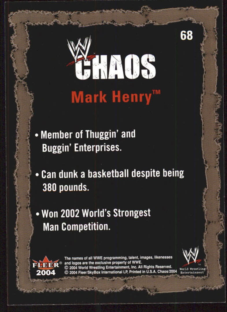 2004 Fleer WWE Chaos Gold #68 Mark Henry back image