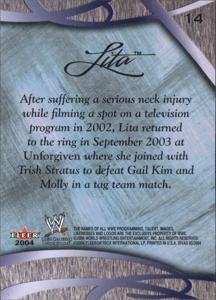 2004 Fleer WWE Divine Divas 2005 #14 Lita back image