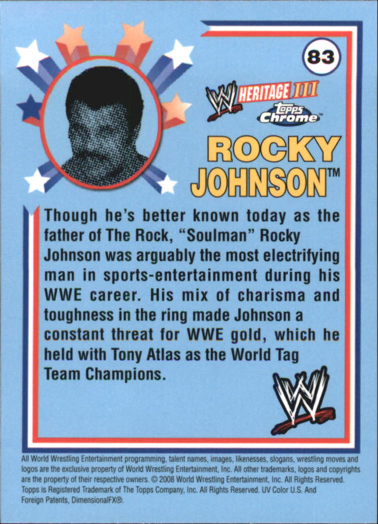 2008 Topps Heritage III Chrome WWE #83 Rocky Johnson L back image