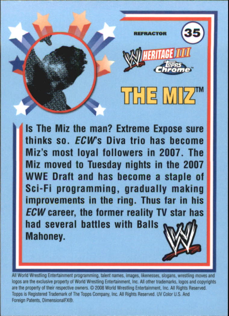 2008 Topps Heritage III Chrome WWE Refractors #35 The Miz back image