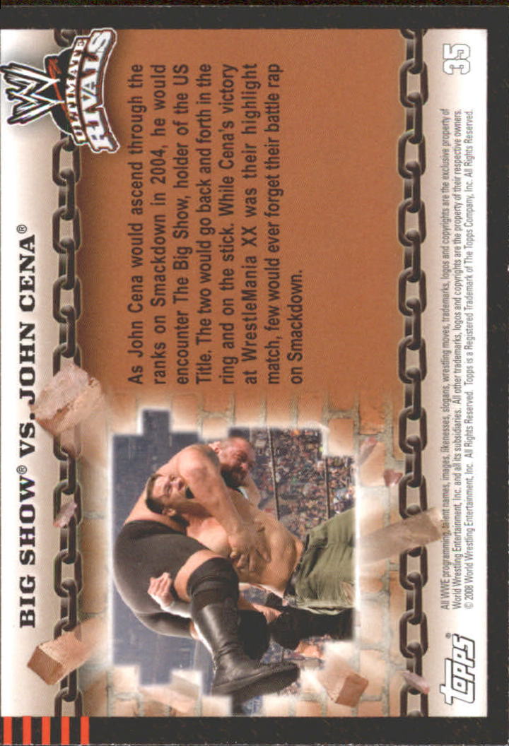 2008 Topps WWE Ultimate Rivals #35 Big Show vs. John Cena back image