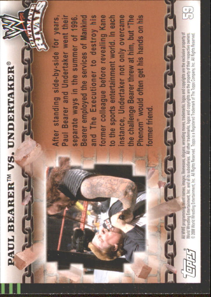 2008 Topps WWE Ultimate Rivals #59 Paul Bearer vs. Undertaker back image