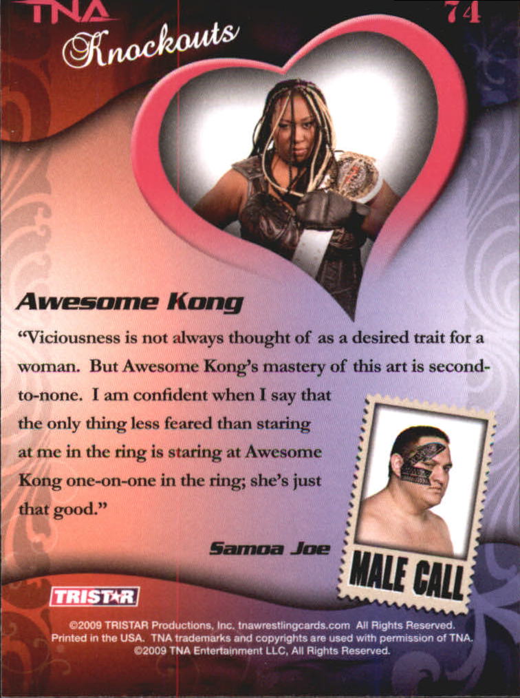 2009 TRISTAR TNA Knockouts #74 Awesome Kong/Samoa Joe MC back image