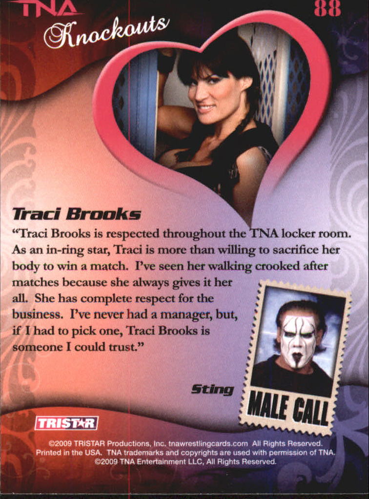 2009 TRISTAR TNA Knockouts #88 Traci Brooks/Sting MC back image