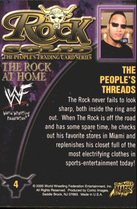 2000 Comic Images WWF Rock Solid #4 The People's Threads back image
