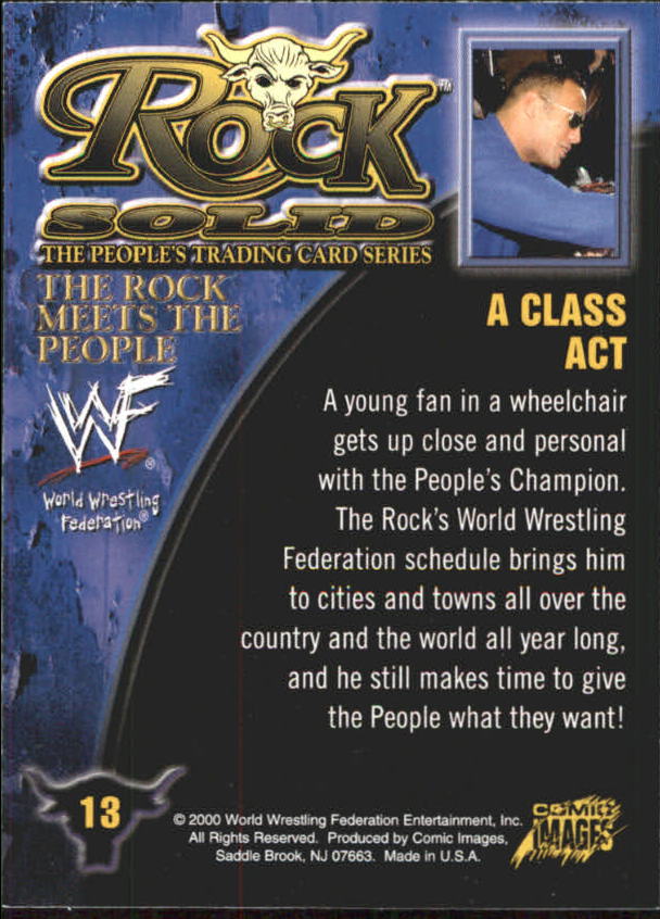 2000 Comic Images WWF Rock Solid #13 A Class Act back image