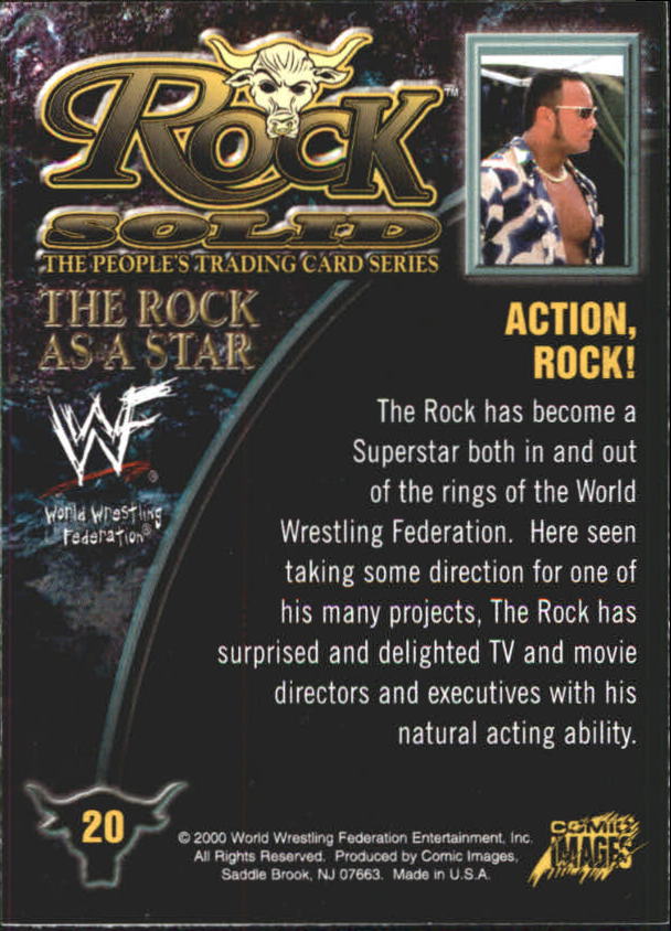 2000 Comic Images WWF Rock Solid #20 Action, Rock back image