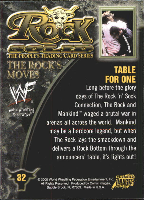 2000 Comic Images WWF Rock Solid #32 Table For One back image