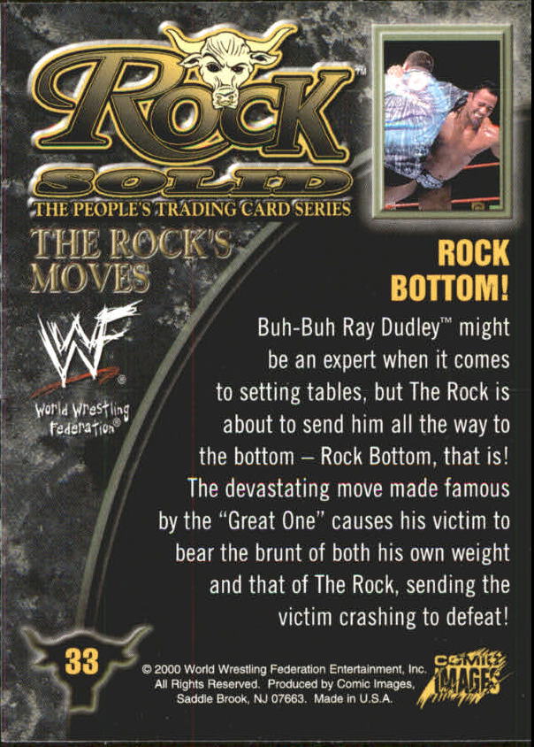 2000 Comic Images WWF Rock Solid #33 Rock Bottom back image