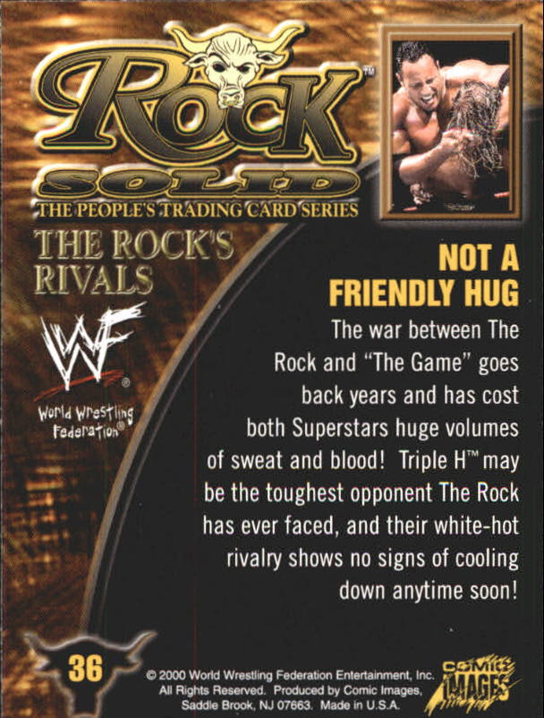 2000 Comic Images WWF Rock Solid #36 Not A Friendly Hug back image