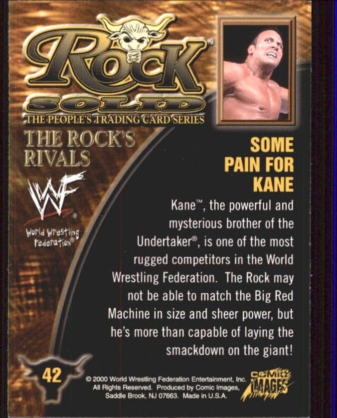 2000 Comic Images WWF Rock Solid #42 Some Pain For Kane back image