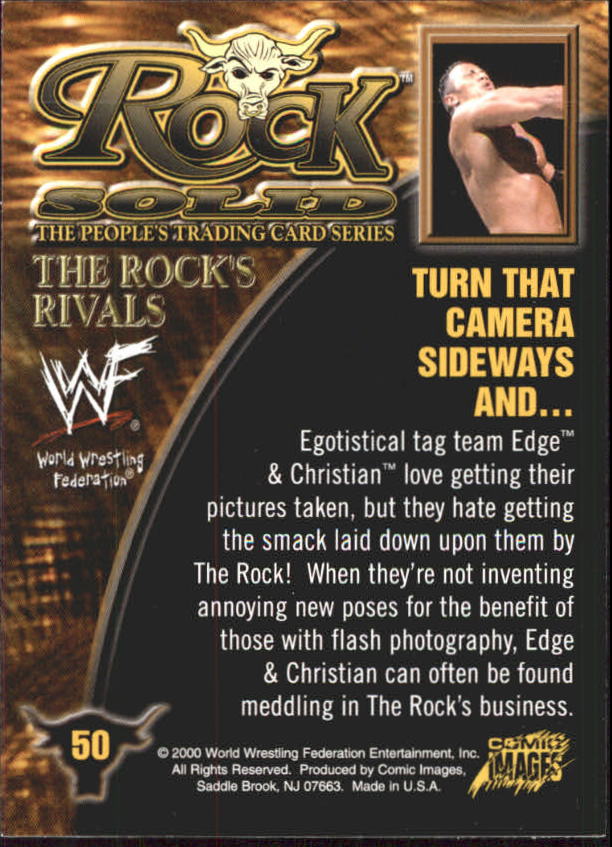 2000 Comic Images WWF Rock Solid #50 Turn That Camera Sideways And back image