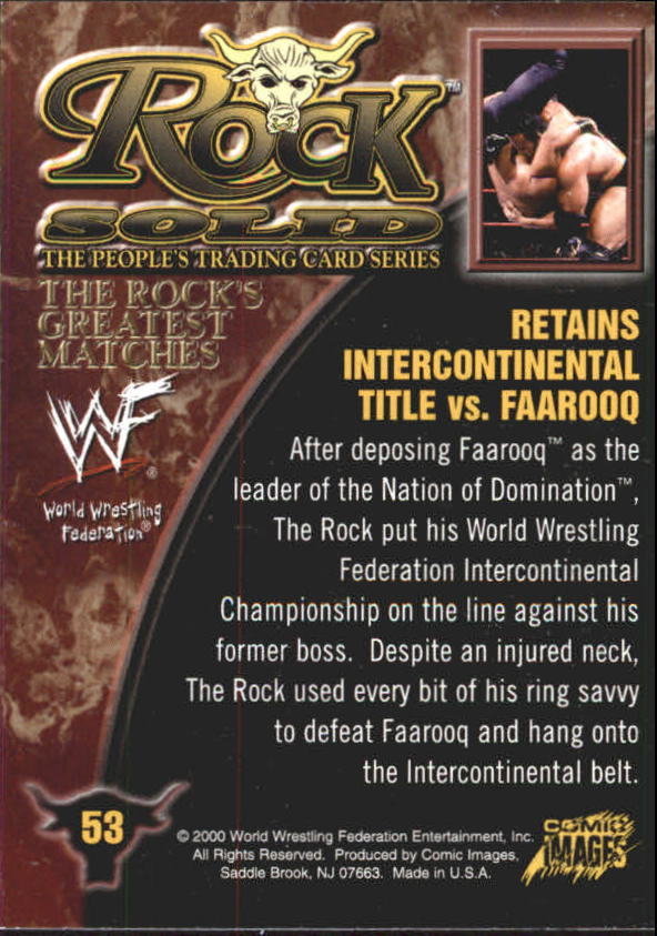 2000 Comic Images WWF Rock Solid #53 Rock vs. Faarooq back image