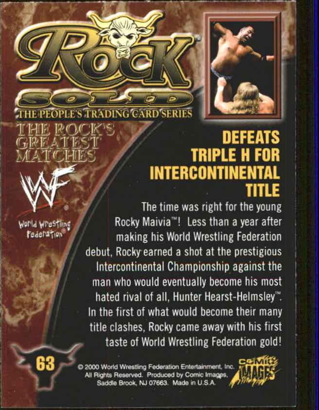 2000 Comic Images WWF Rock Solid #63 Rock vs. Triple H back image