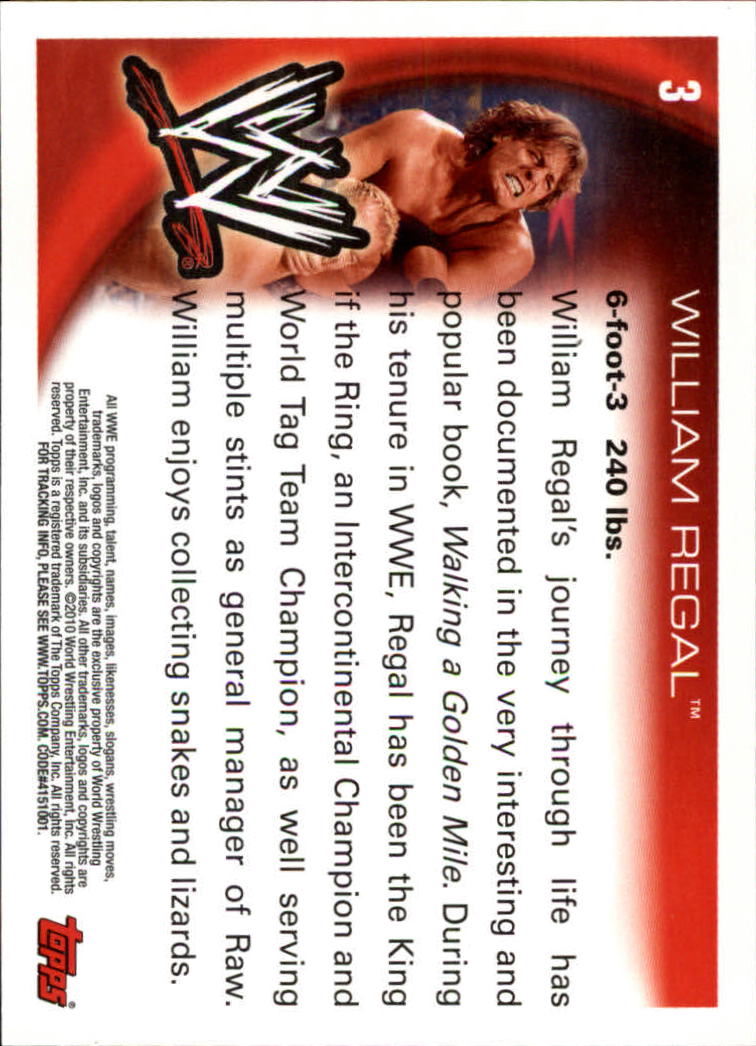 2010 Topps WWE #3 William Regal back image