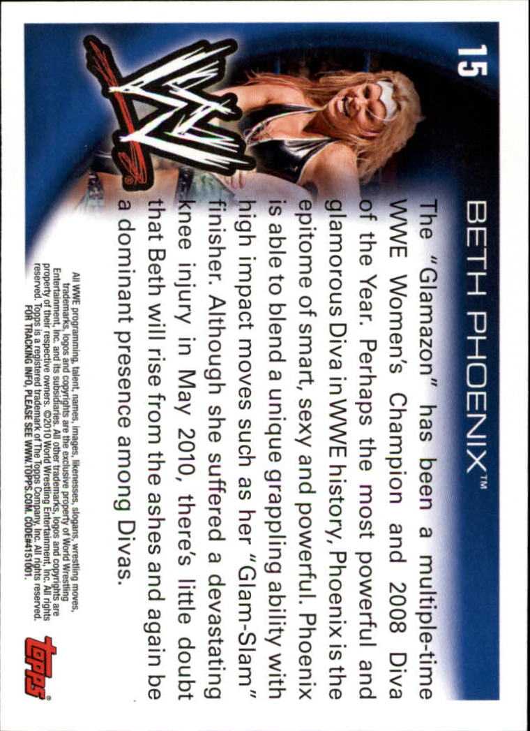 2010 Topps WWE #15 Beth Phoenix back image