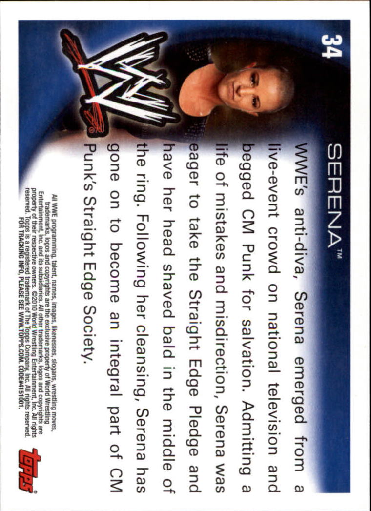 2010 Topps WWE #34 Serena RC back image