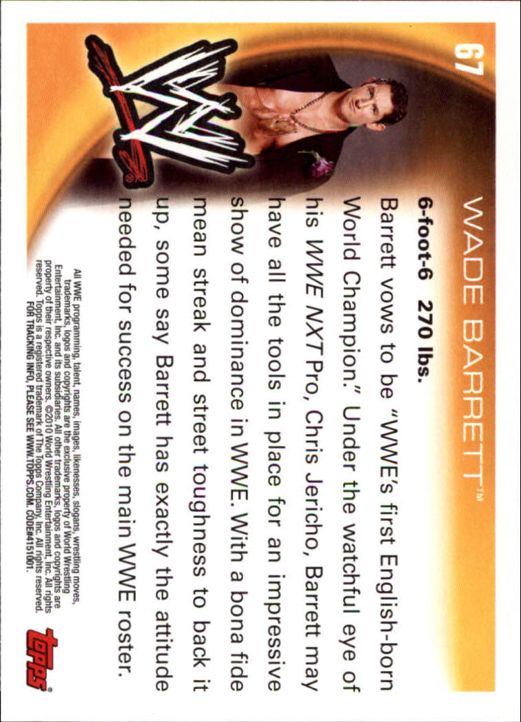 2010 Topps WWE #67 Wade Barrett RC back image