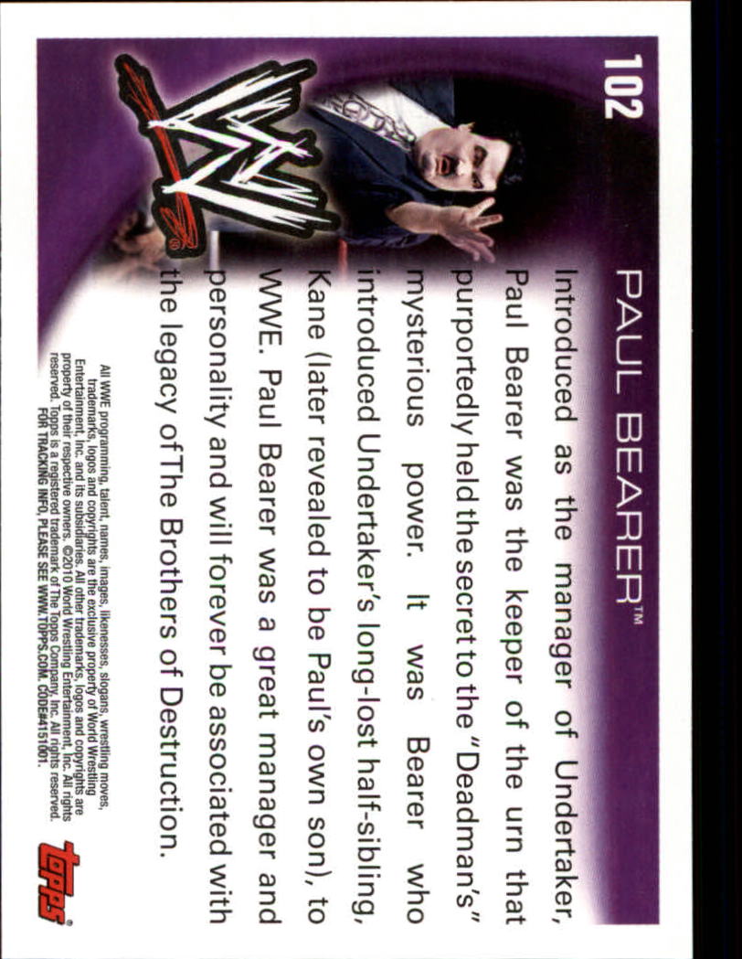 2010 Topps WWE #102 Paul Bearer back image