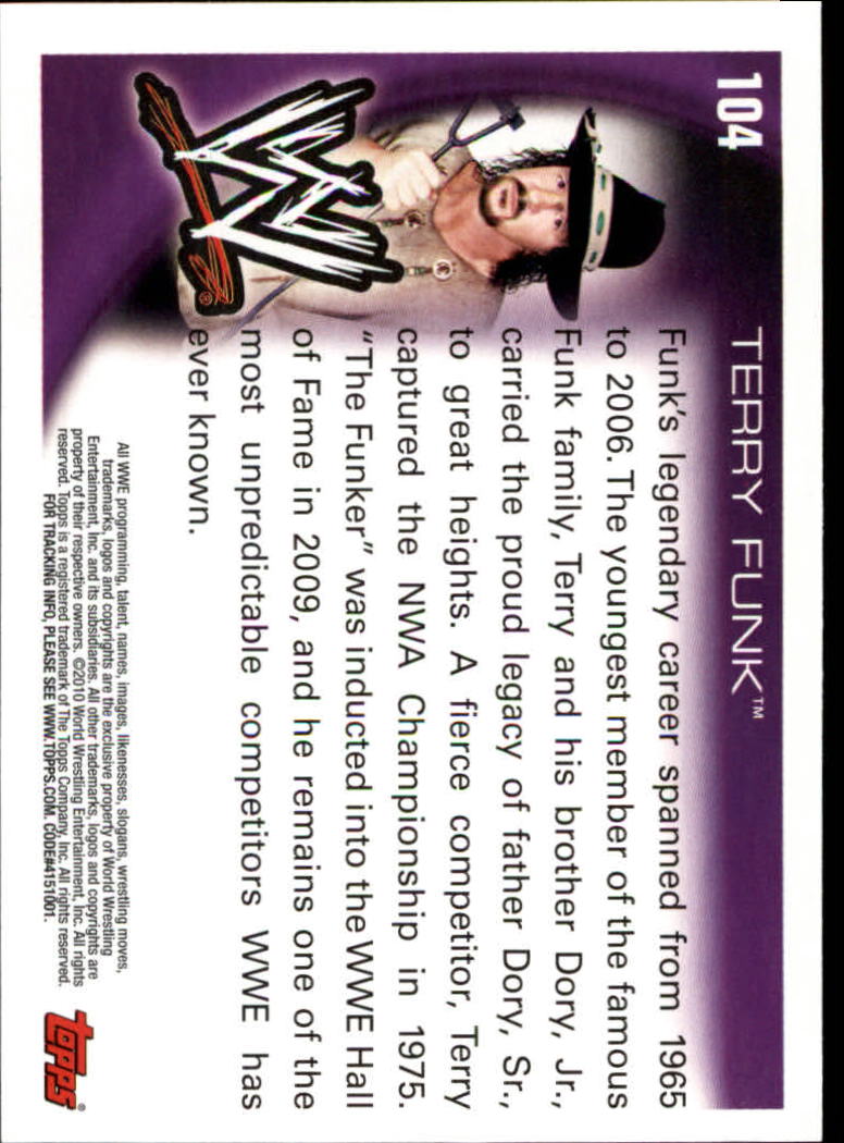 2010 Topps WWE #104 Terry Funk back image