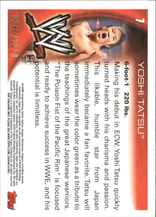 2010 Topps WWE Blue #7 Yoshi Tatsu back image