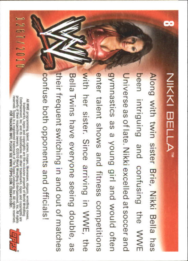 2010 Topps WWE Blue #8 Nikki Bella back image